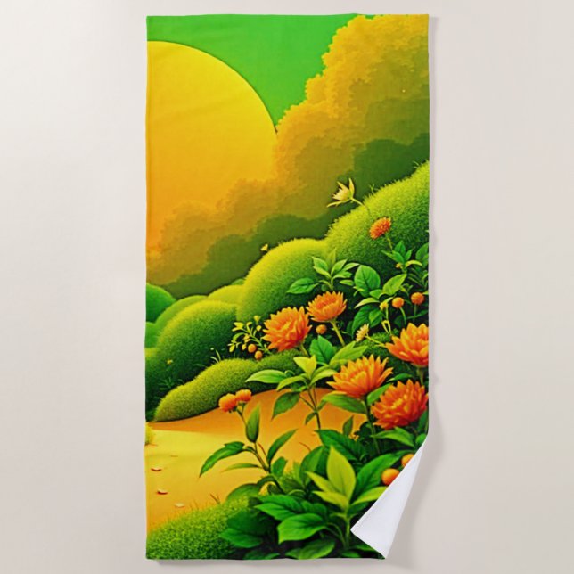 Serviette De Plage Jardin Orange Luxuriant (Devant)
