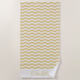 Serviette De Plage Jaune pastel nom zig zag rayure géométrique