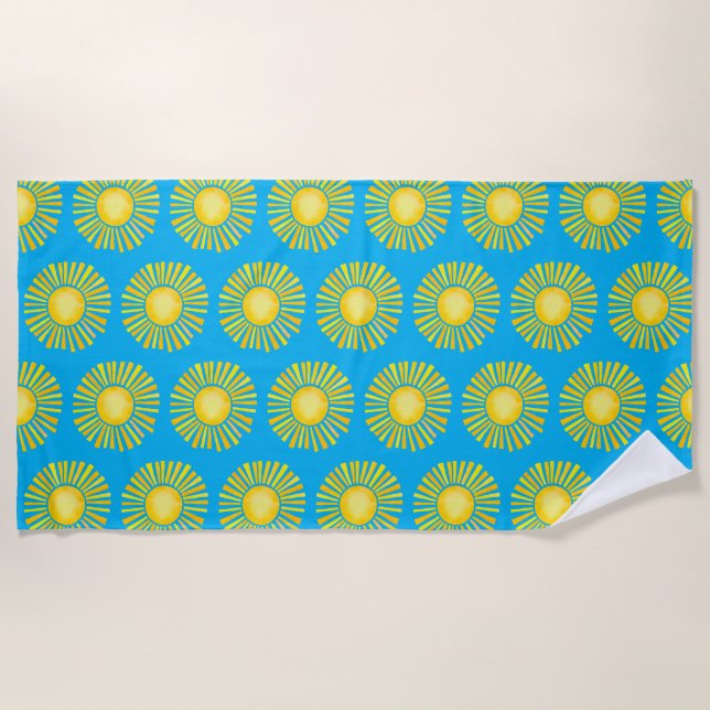Serviette De Plage Jaune Soleil Caraïbes Bleu Plage Serviette (Devant)