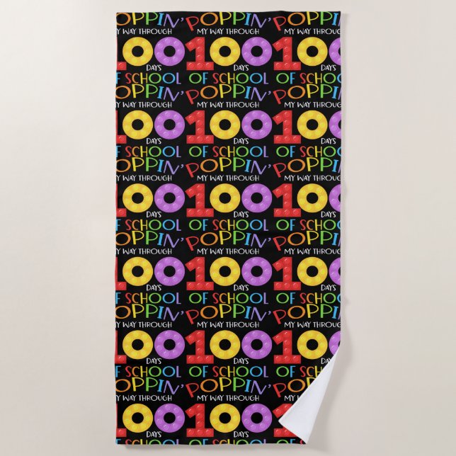 Serviette De Plage Je passe 100 jours à l'école (Devant)