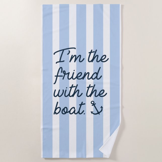 Serviette De Plage Je suis l'ami avec le bateau (Devant)