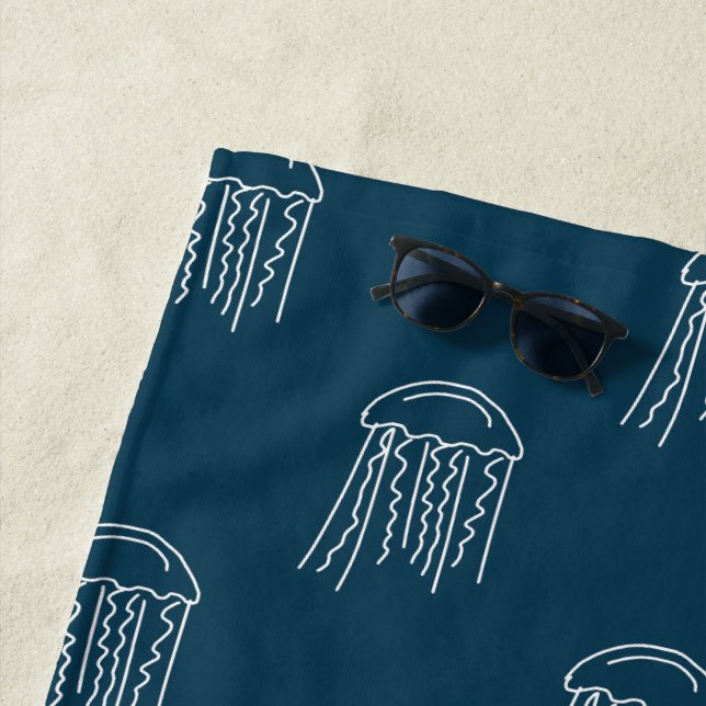 Serviette De Plage Jellis marine vie aquatique moderne (En situation)