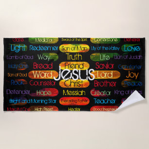 Serviette De Plage Jésus Noms et Attributs Yoga Mat