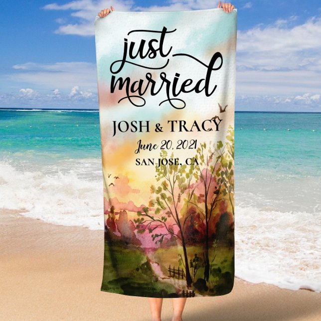 Serviette De Plage Jeunes Mariés, Cadeaux de Mariée, Cadeaux de Fianç (Just Married, Bride Gifts, Engagement Gifts Beach Towel)