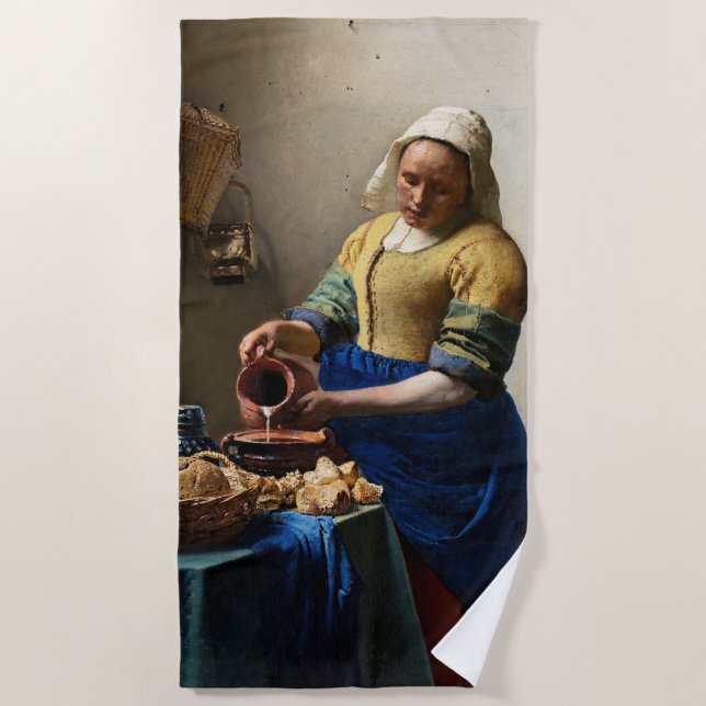 Serviette De Plage Johannes Vermeer - La Milkmaid (Devant)