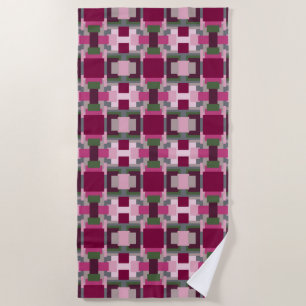 Serviette De Plage Joli bloc de couleur rose et vert