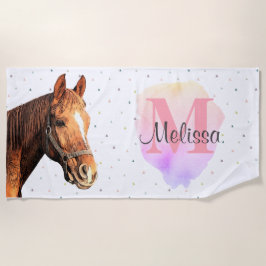 Serviette De Plage Joli Cheval Animal Equestre Étables Monogramme