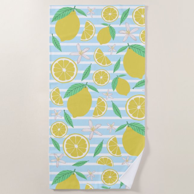 Serviette De Plage Joli Citrons Fruit D'Agrumes Frais Gratuits (Devant)