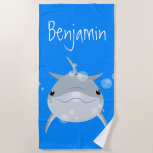 Serviette De Plage Joli joli dessin de dauphin kawaii personnalisé