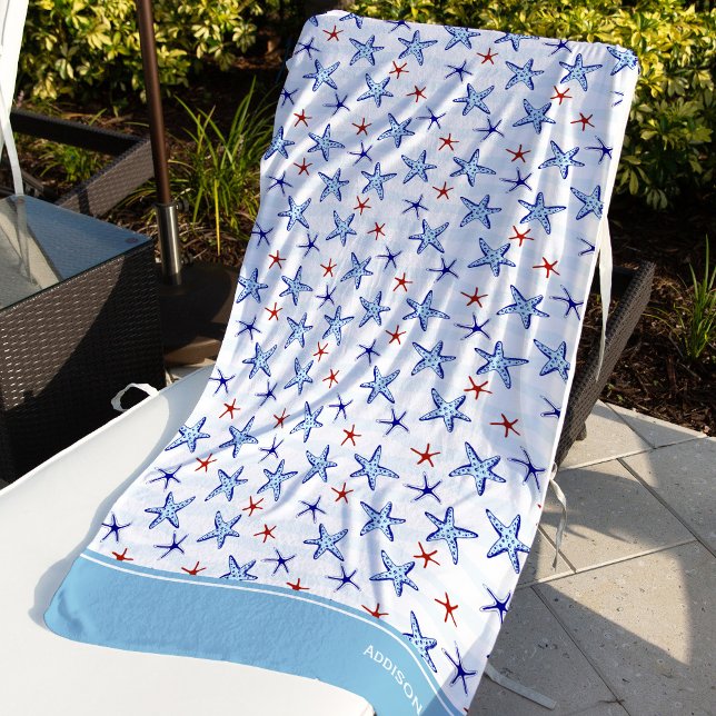Serviette De Plage Joli Motif de poisson Starfish de l'océan avec le  (Créateur téléchargé)
