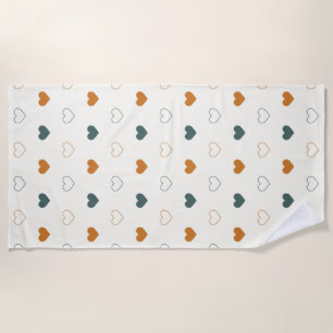 Serviette De Plage Joli motif simple de coeur Orange Crème Vert