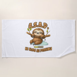 Serviette De Plage Joli Sloth ASAP - Aussi Lent Que Possible T-Sh Cla