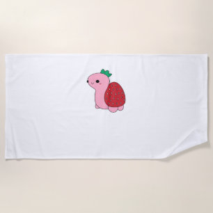 Serviette De Plage Joli tortue fraise rougissante rose T-Shirt Classi