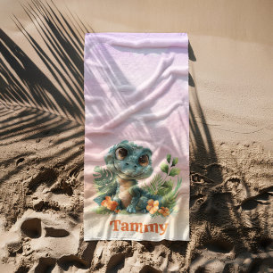 Serviette De Plage Jolie Alligator Vert Cloud Sky Girl