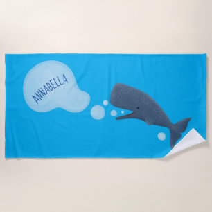 Serviette De Plage Jolie baleine à sperme soufflant bulles dessin