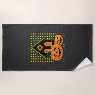 Serviette De Plage Jolie citrouille d'Halloween maison hantée étoile
