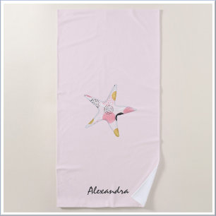 Serviette De Plage Jolie étoile de mer abstraite rose pâle