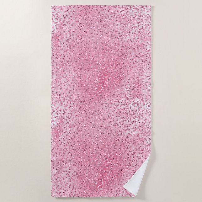 Serviette De Plage Jolie fille sucre Parties scintillant rose léopard (Devant)