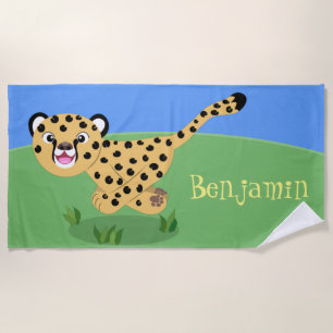 Serviette De Plage Jolie guépard avec dessin animé