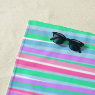 Serviette De Plage Jolies bandes Vertes Pastels
