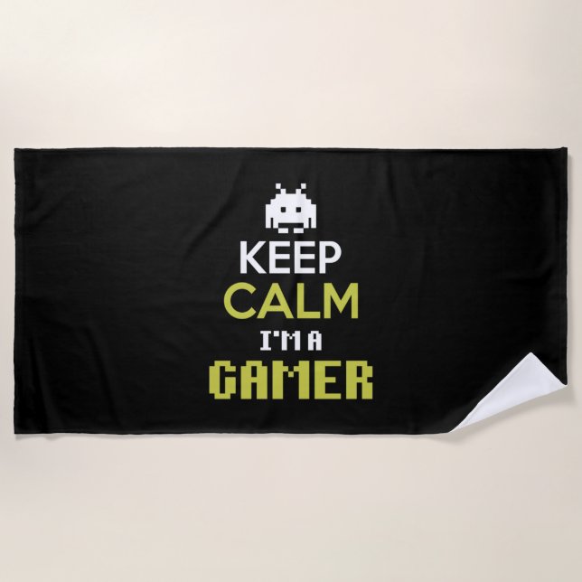 Serviette De Plage Joueur Cadeau Garder Le Calme Je Suis Un Joueur (Devant)
