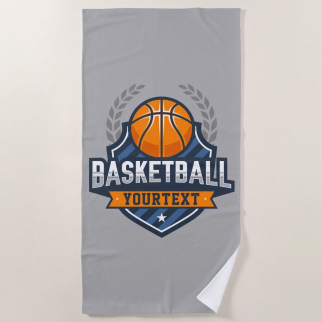 Serviette De Plage Joueur de basket AJOUTER LE NOM Varsity School Tea (Devant)