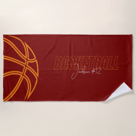 Serviette De Plage Joueur de basket Nom Numéro Entraîneur Red Sports