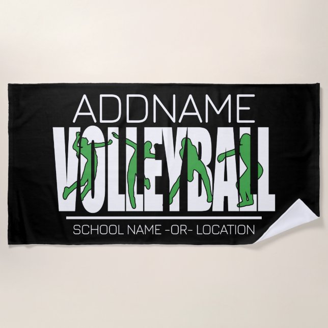 Serviette De Plage Joueur de l'équipe de volleyball AJOUTER LE NOM DE (Devant)