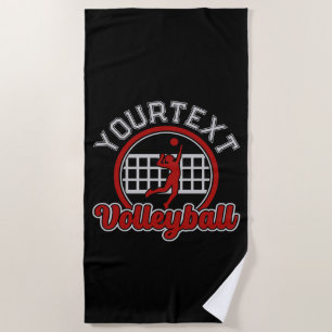 Serviette De Plage Joueur de l'équipe de volleyball AJOUTER LE NOM Sp