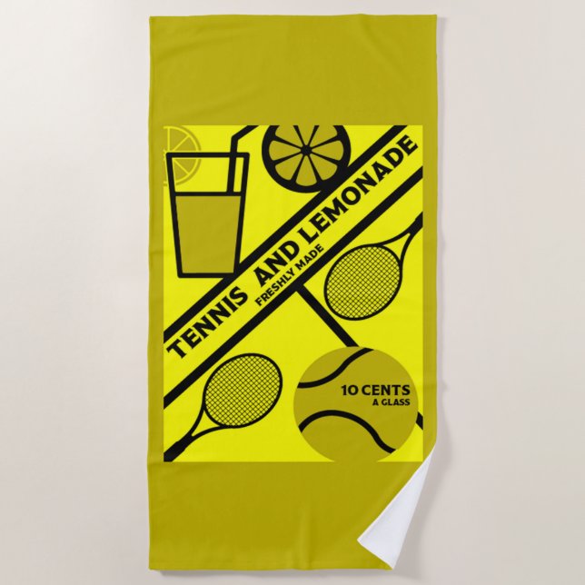 Serviette De Plage Joueur de tennis de pelouse Art graphique (Devant)