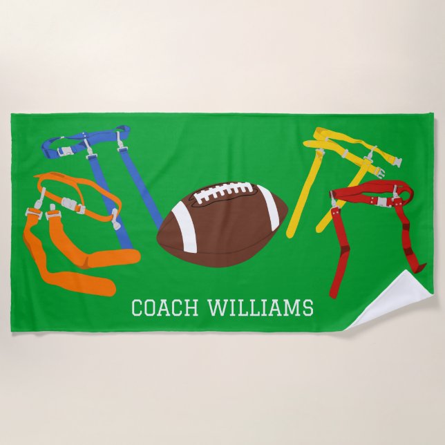 Serviette De Plage Joueur entraîneur de football drapeau Personnalisé (Devant)