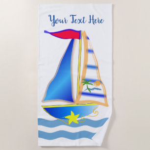 Serviette De Plage Jour de voile ensoleillé Personnalisé