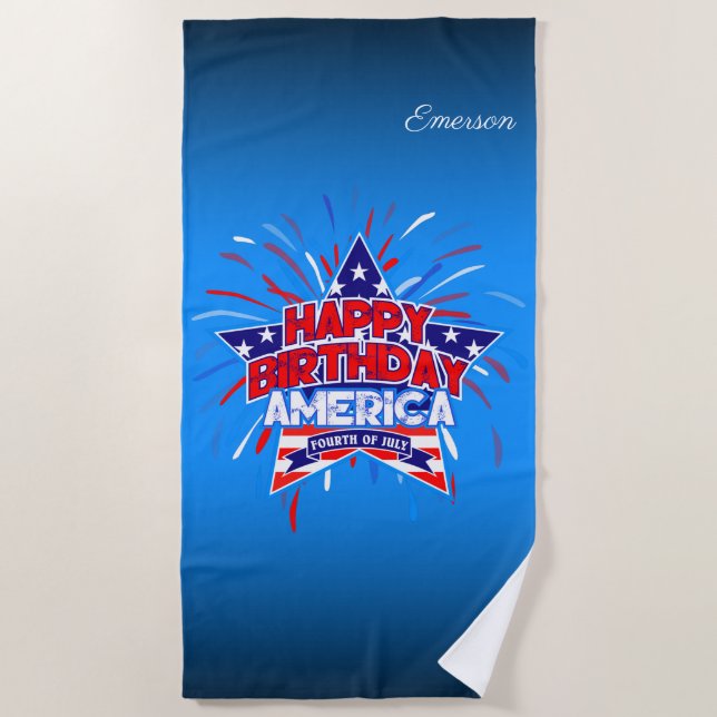 Serviette De Plage Joyeux anniversaire 4 juillet indépendance de l'Am (Devant)