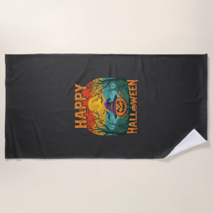 Serviette De Plage Joyeux Halloween Citrouille Chapeau de Sorcière Pl