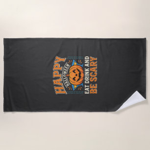 Serviette De Plage Joyeux Halloween Citrouille Manger Boire Être Effr
