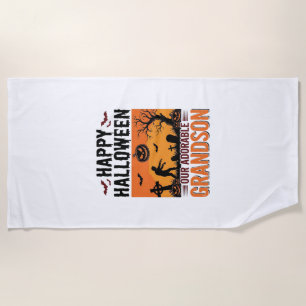 Serviette De Plage Joyeux Halloween Petit-Fils Vintage Chemise Épouva