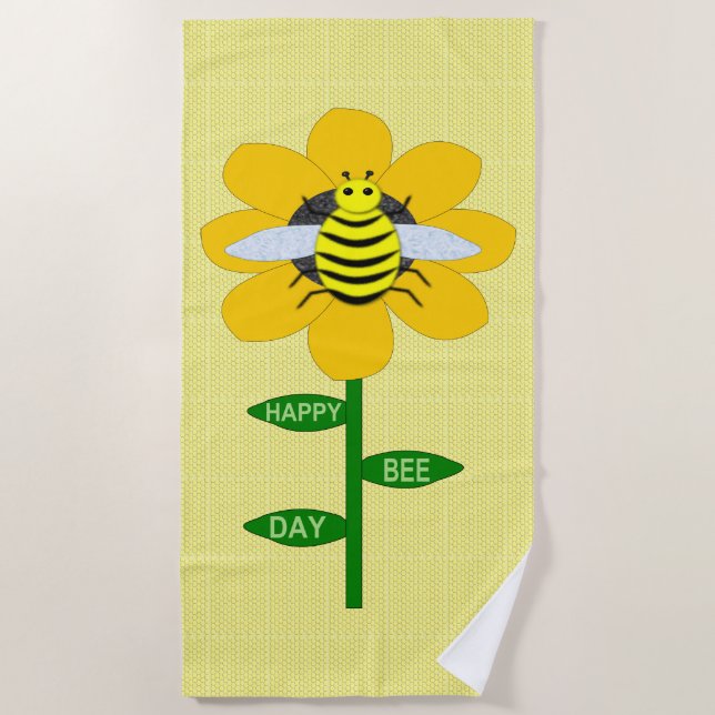 Serviette De Plage Joyeux Jour des abeilles Anniversaire Bumblebee (Devant)
