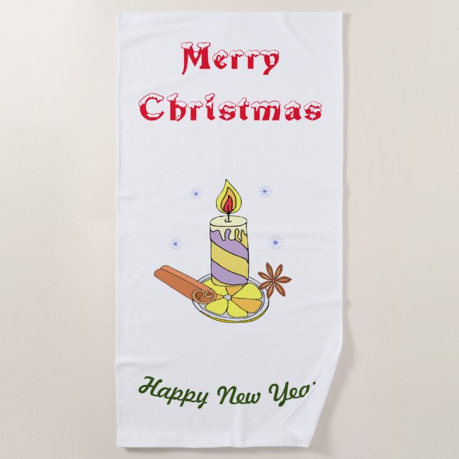 Serviette De Plage Joyeux Noël Bonne année (Devant)