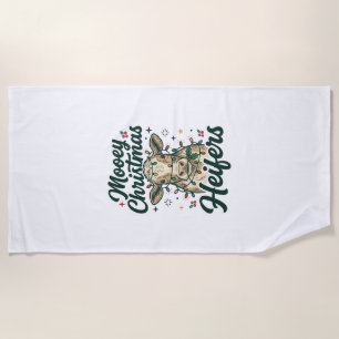 Serviette De Plage Joyeux Noël Génisses Vaches Drôles Noël Design