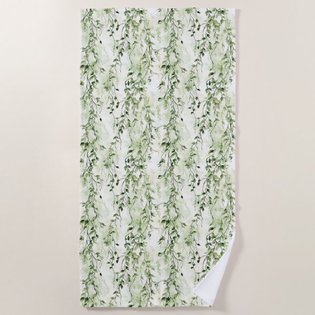 Serviette De Plage Jungle sauvage Green Ivy (Devant)