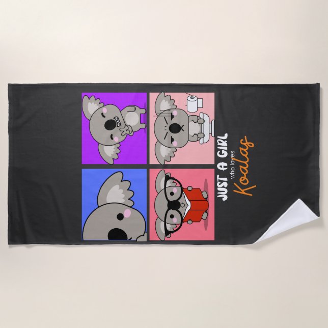 Serviette De Plage Juste une fille qui aime Koalas. (Devant)