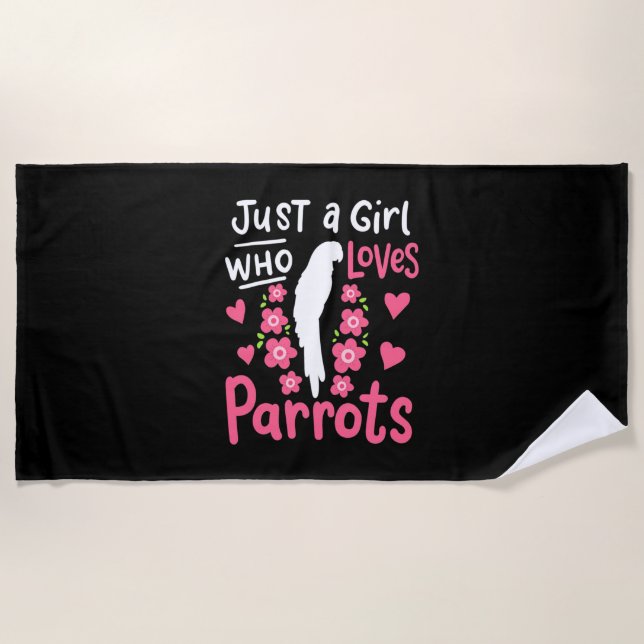 Serviette De Plage Juste Une Fille Qui Aime Le Perroquet (Devant)