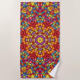 Serviette De Plage Kaleidoscope Vintage jaune orangé de bonbons