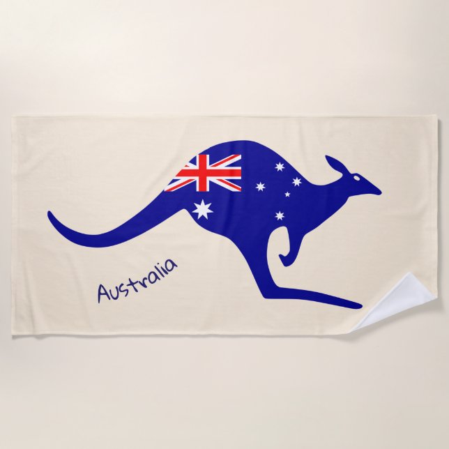 SERVIETTE DE PLAGE KANGOUROU AUSTRALIEN - DRAPEAU AUSTRALIEN (Devant)