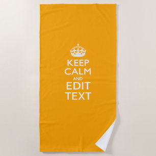 Serviette De Plage Keep Calm and Your Text on Accent Yellow