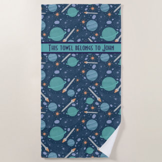Serviette De Plage Kids Rocket Ship Jupiter Saturn Planet Stars