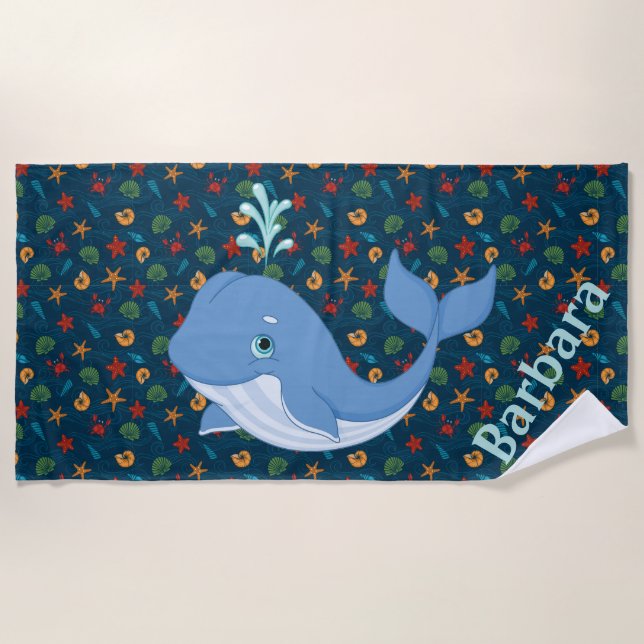 Serviette De Plage Kids Sea Whale  (Devant)