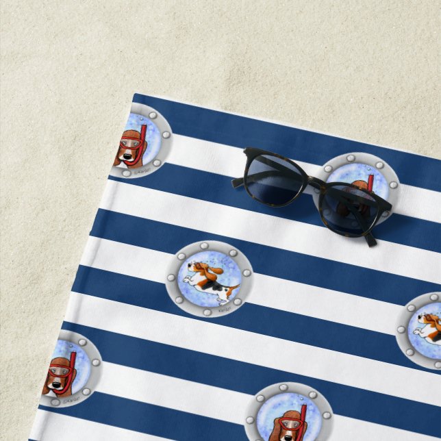 Serviette De Plage KiniArt Snorkeling Basset Hounds (En situation)