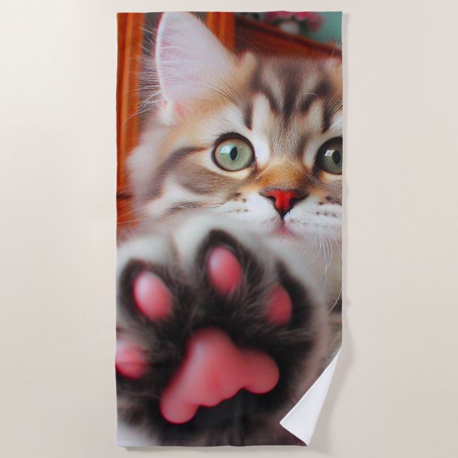Serviette De Plage Kitten et Paw (Devant)