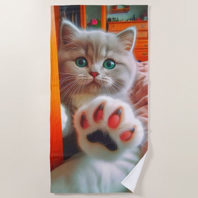 Serviette De Plage Kitten et Paw (Devant)